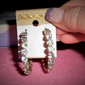 Gold Hoop Crystal Earrings